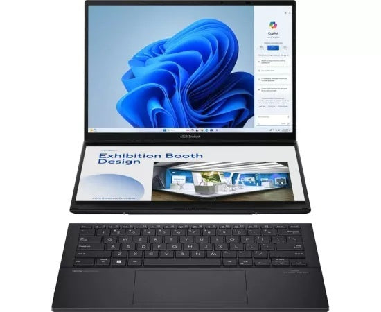 Laptop ASUS Zenbook 14 Duo UX8406MA-PZ043X, 14" Touch 3K 120Hz, Intel® Core™ Ultra 9 185H, 32GB RAM, SSD 2TB, Intel Arc Graphics, Windows 11 Pro, Inkwell Gray